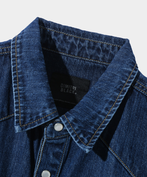 BIO WASHING WESTERN DENIM HALF SHIRT_INDIGO