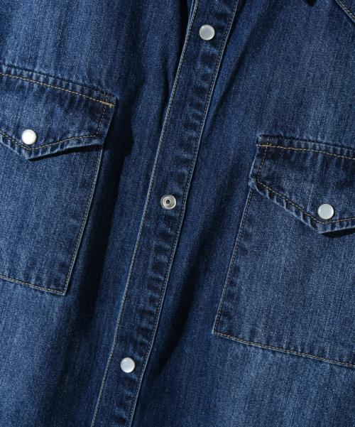 BIO WASHING WESTERN DENIM HALF SHIRT_INDIGO