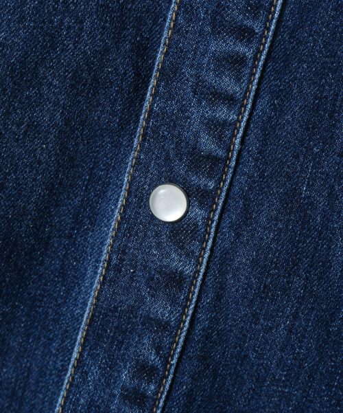 BIO WASHING WESTERN DENIM HALF SHIRT_INDIGO