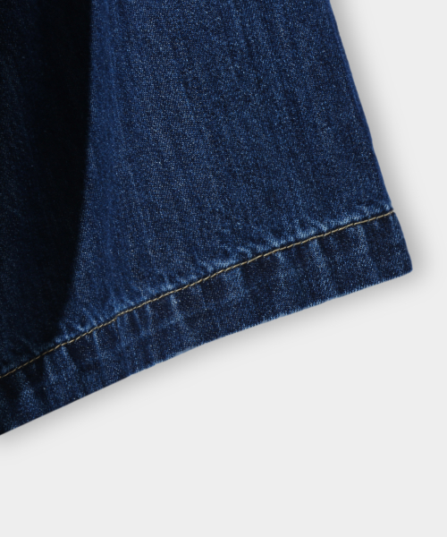 BIO WASHING WESTERN DENIM HALF SHIRT_INDIGO