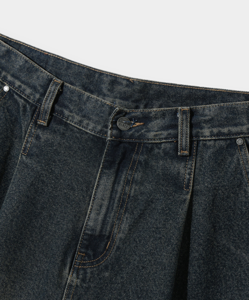 BIO WASHING CARPENDER BERMUDA DENIM PANTS_YELLOW WASHING