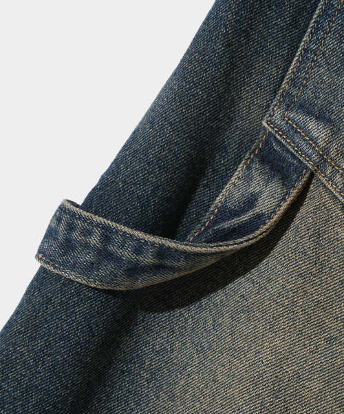 BIO WASHING CARPENDER BERMUDA DENIM PANTS_YELLOW WASHING
