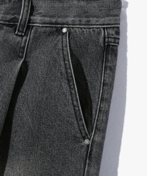 BIO WASHING CARPENDER BERMUDA DENIM PANTS_GRAY