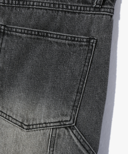 BIO WASHING CARPENDER BERMUDA DENIM PANTS_GRAY