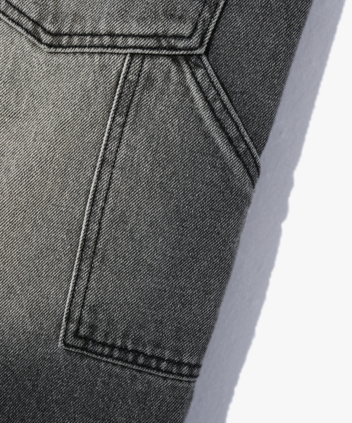 BIO WASHING CARPENDER BERMUDA DENIM PANTS_GRAY