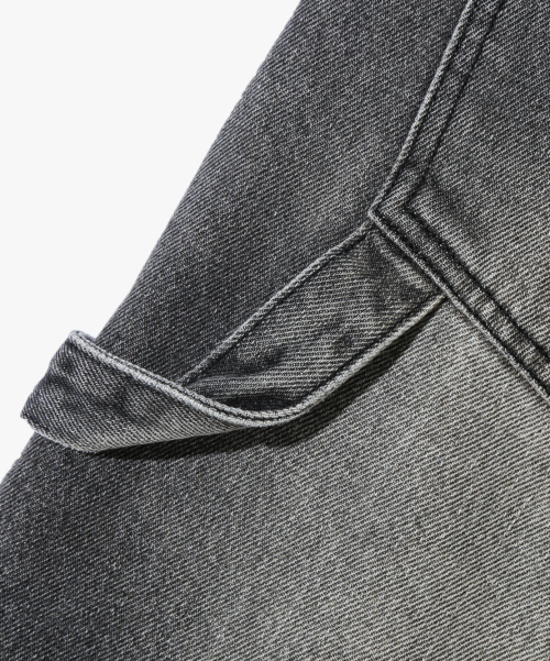 BIO WASHING CARPENDER BERMUDA DENIM PANTS_GRAY