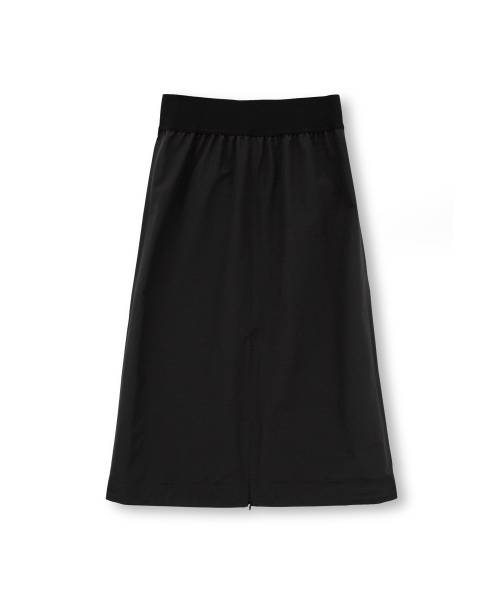 W Shirring Skirt, Black