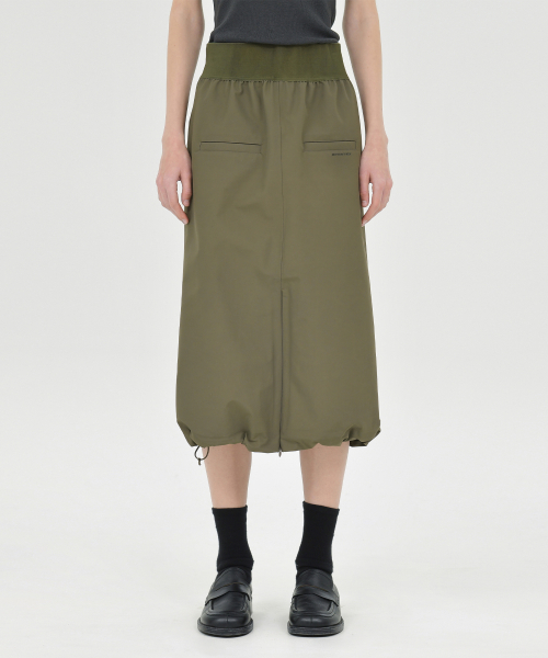 W Shirring Skirt, Olive