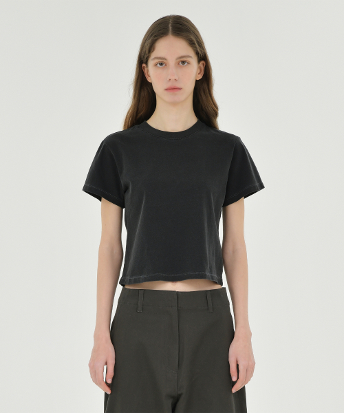 W Washed Baby T Shirt, Washed Black