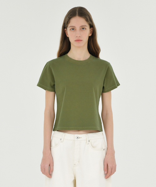 W Washed Baby T Shirt, Washed Olive