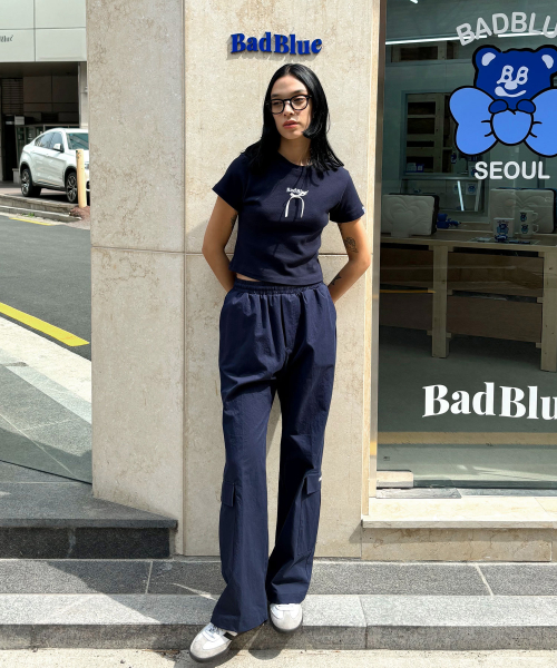 Ribbon Logo Slim Tee Navy