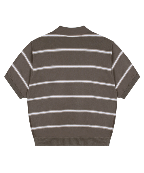 GNT016 몹스터 스트라이프 카라 니트 (KHAKI BEIGE)