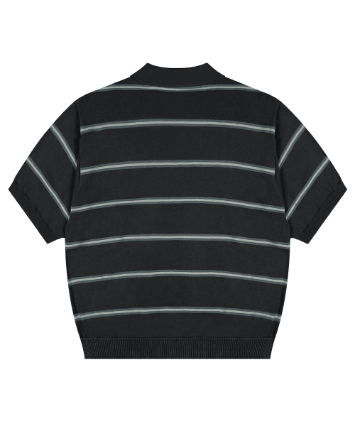 GNT016 몹스터 스트라이프 카라 니트 (CHARCOAL GRAY)