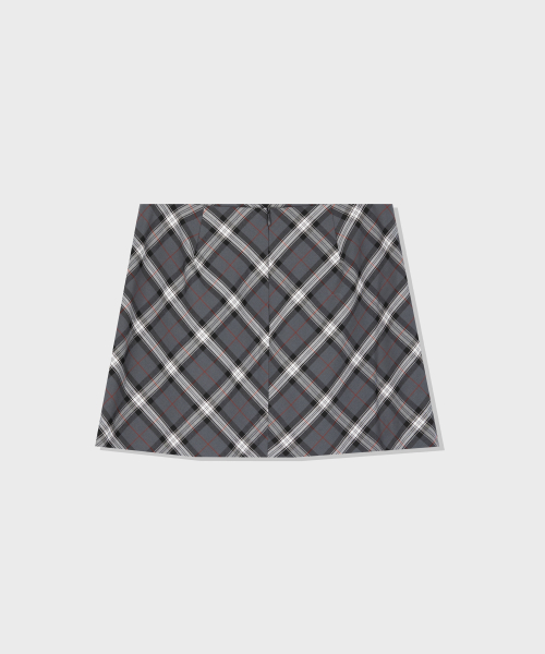BUCKLE CHECK SKIRT (GREY)