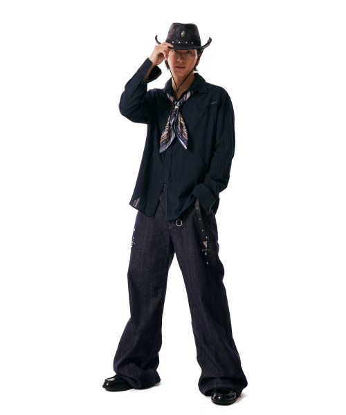 Western Cotton Shirts (Navy)