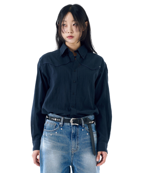 Western Cotton Shirts (Navy)