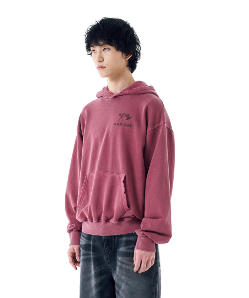 Distressed Flag Printed Hoodie (Red)