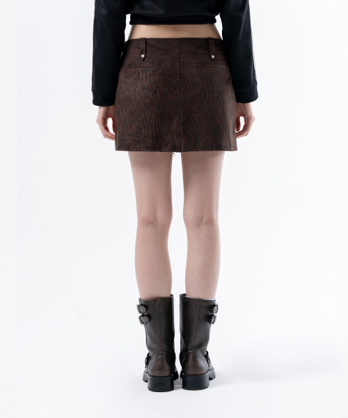 FRONT ZIPPER SKIRT BROWN
