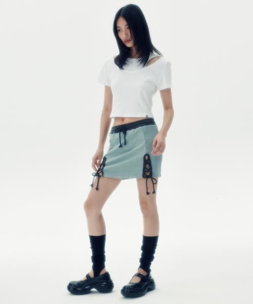 INCISION CROP H/S TEE [WHITE]