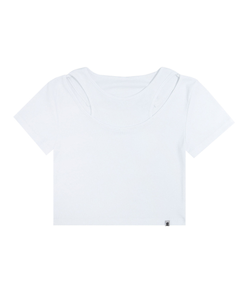 INCISION CROP H/S TEE [WHITE]