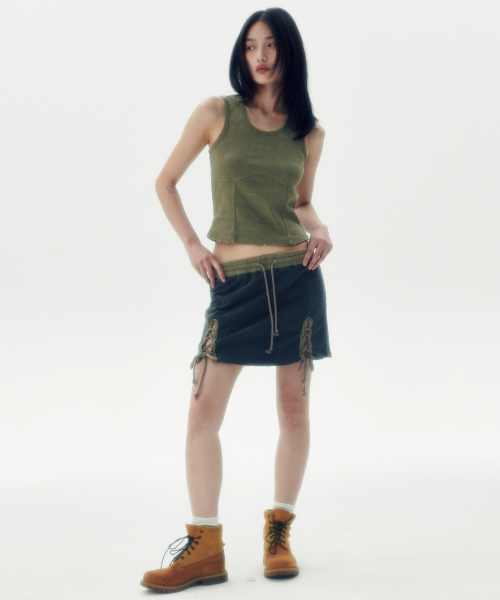 PATCHWORK SLEEVELESS TOP [WHITE]