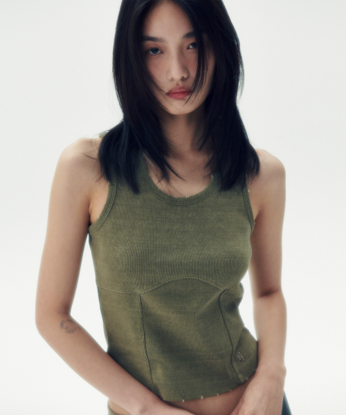 PATCHWORK SLEEVELESS TOP [WHITE]