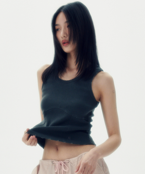 WASHED RACERBACK TOP [CHARCOAL]