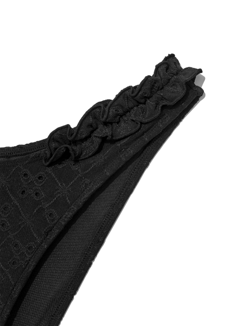 FRILL HIGH CUT BIKINI BOTTOM (BLACK)
