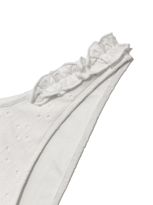 FRILL HIGH CUT BIKINI BOTTOM (WHITE)