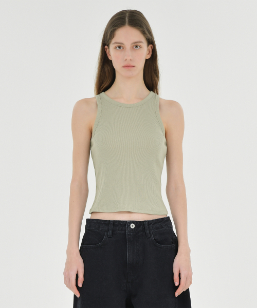 W Sleeveless Top, Light Olive