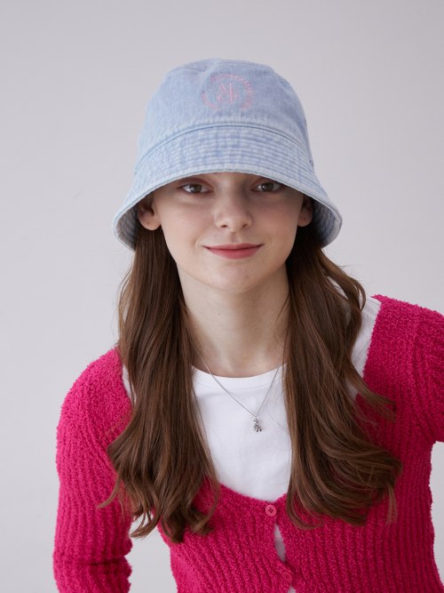 Round Logo Bucket Hat (Light Blue Denim)