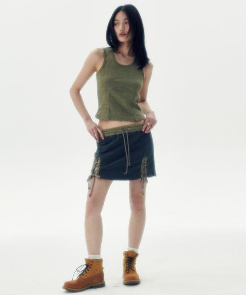 WASHED SWEAT MINI SKIRT [CHARCOAL]