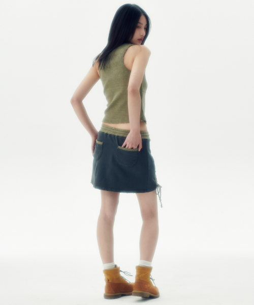 WASHED SWEAT MINI SKIRT [CHARCOAL]