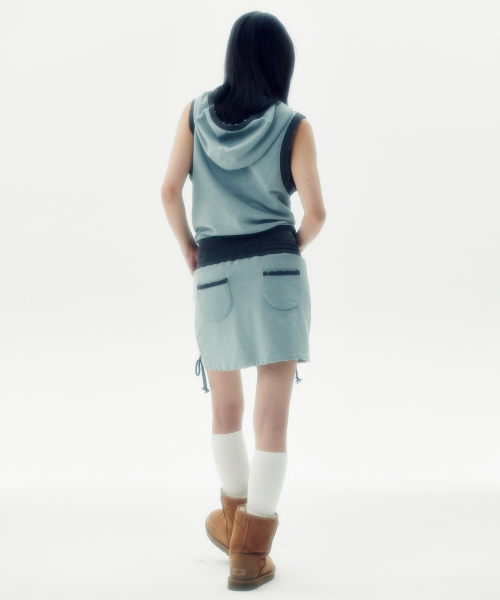 WASHED SWEAT MINI SKIRT [SKY BLUE]
