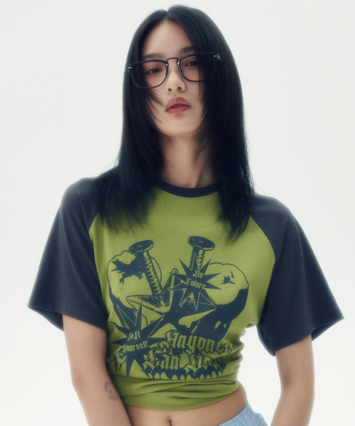 TOOTH RAGLAN H/S TEE [GREEN]