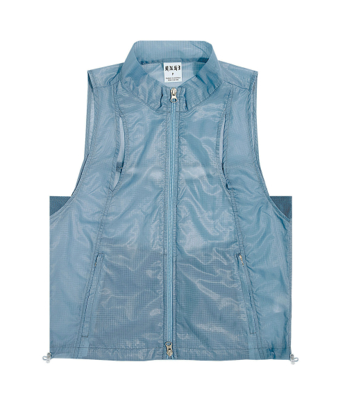 INCISION SLEEVELESS ZIP UP VEST [BLUE]