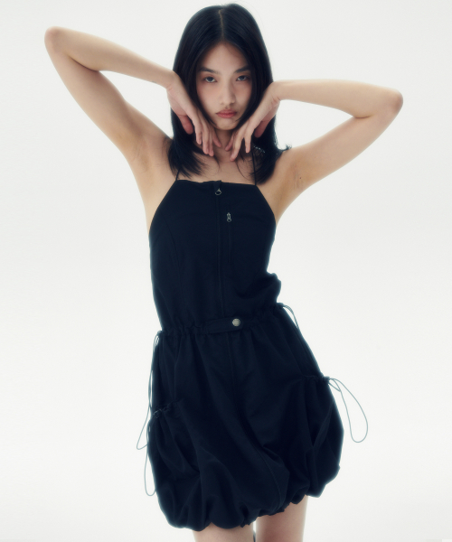 SLEEVELESS BALOON MINI DRESS [BLACK]