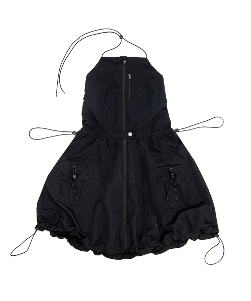 SLEEVELESS BALOON MINI DRESS [BLACK]
