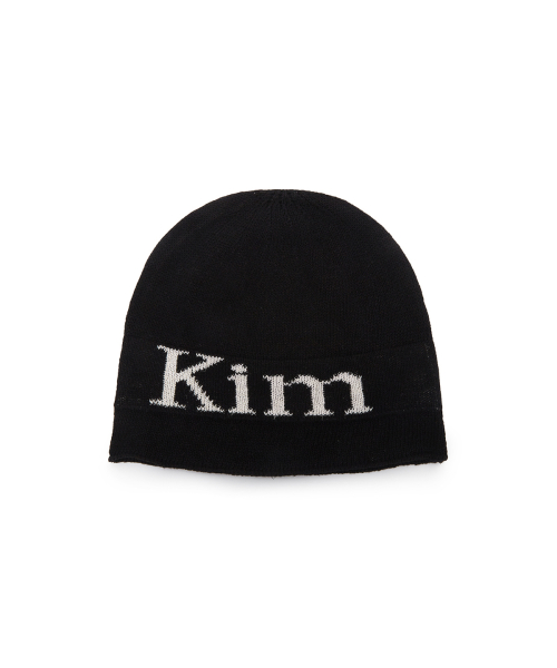 LOGO LINEN SHORT BEANIE IN BLACK