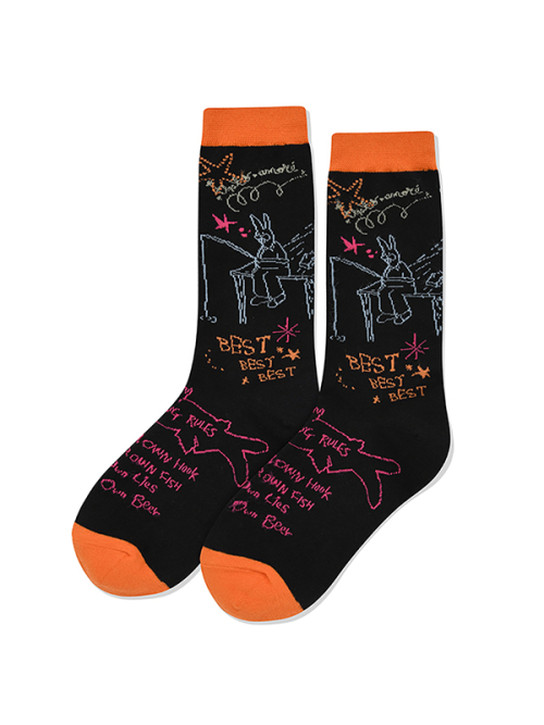 FISHING GRAPHIC SOCKS [BLACK]
