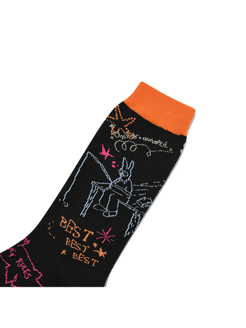 FISHING GRAPHIC SOCKS [BLACK]