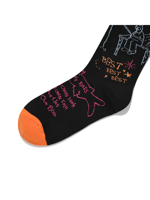 FISHING GRAPHIC SOCKS [BLACK]