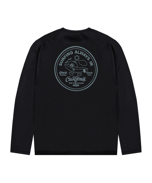 GT107 카툰 서프 보드 긴팔 래쉬가드 (BLACK)