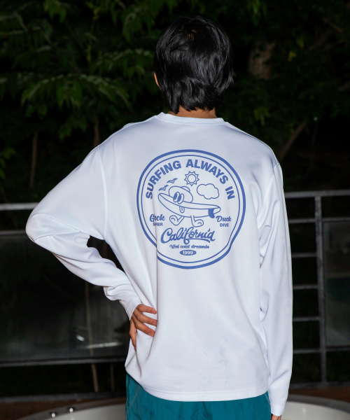 GT107 카툰 서프 보드 긴팔 래쉬가드 (WHITE)