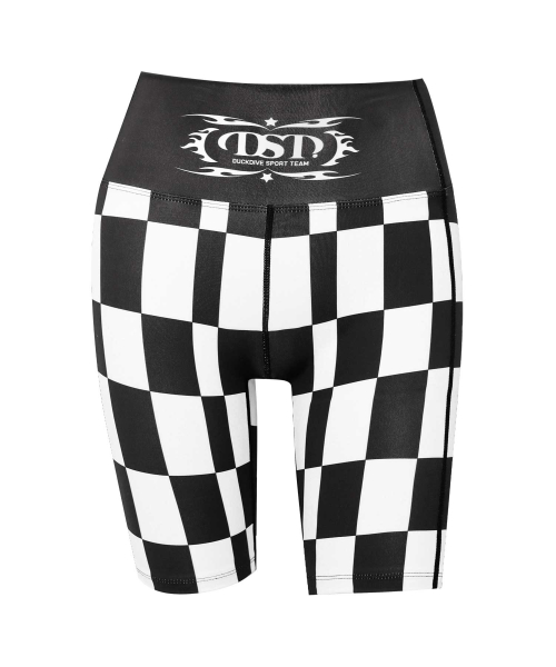 Checkerboard Graphic Biker Shorts Black