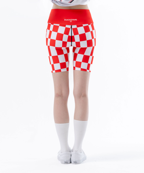 Checkerboard Graphic Biker Shorts Red