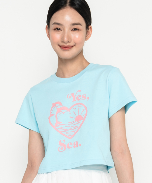 돌핀 그래픽 크롭티 스카이 블루