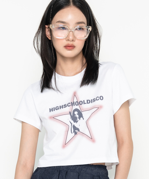 브레이브 걸 그래픽 크롭티 화이트