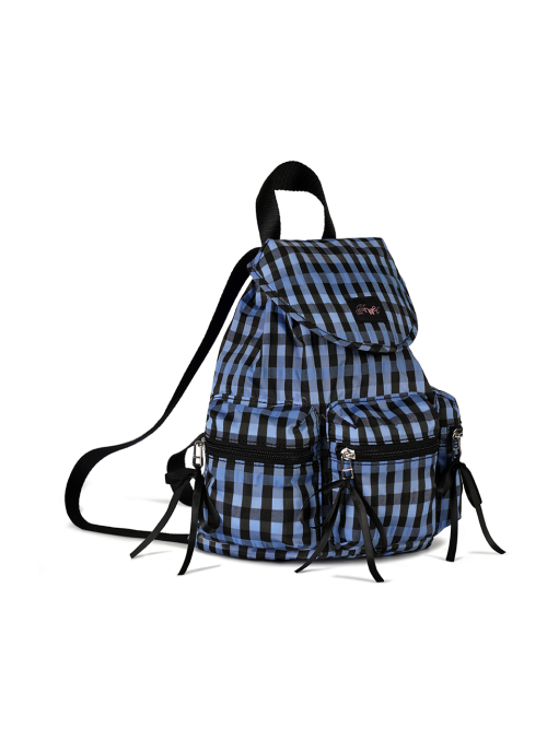 BERRY POCKET BACKPACK - CHECK BLUE