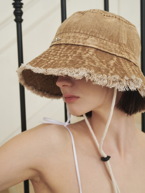 Denim Bleaching Safari Hat (Camel)